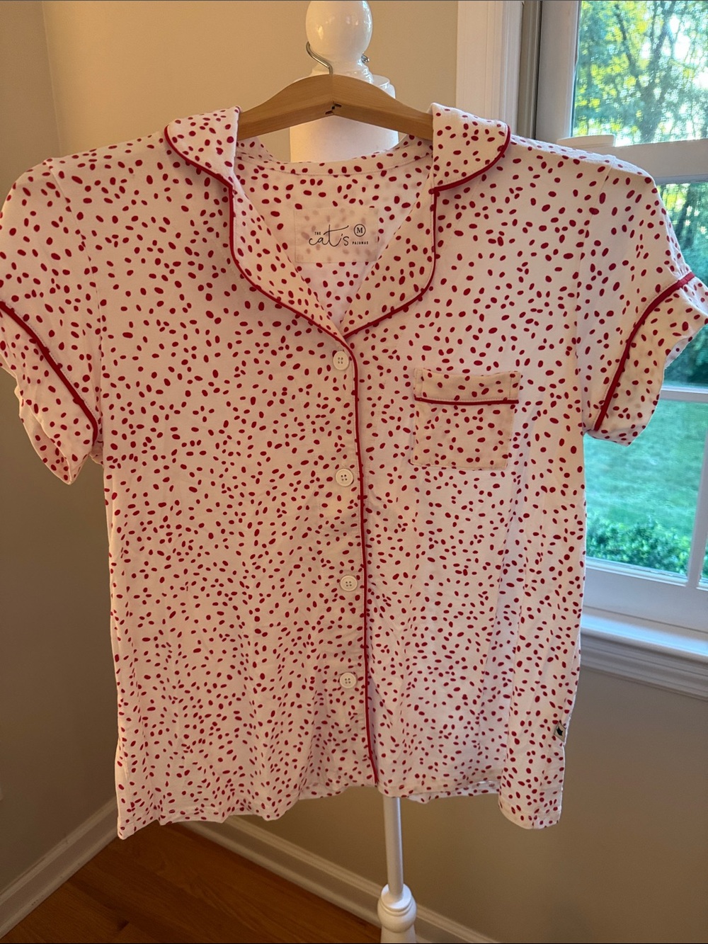 THE CAT’S PAJAMAS Confetti Red Dot Short Sleeve Top Size Medium